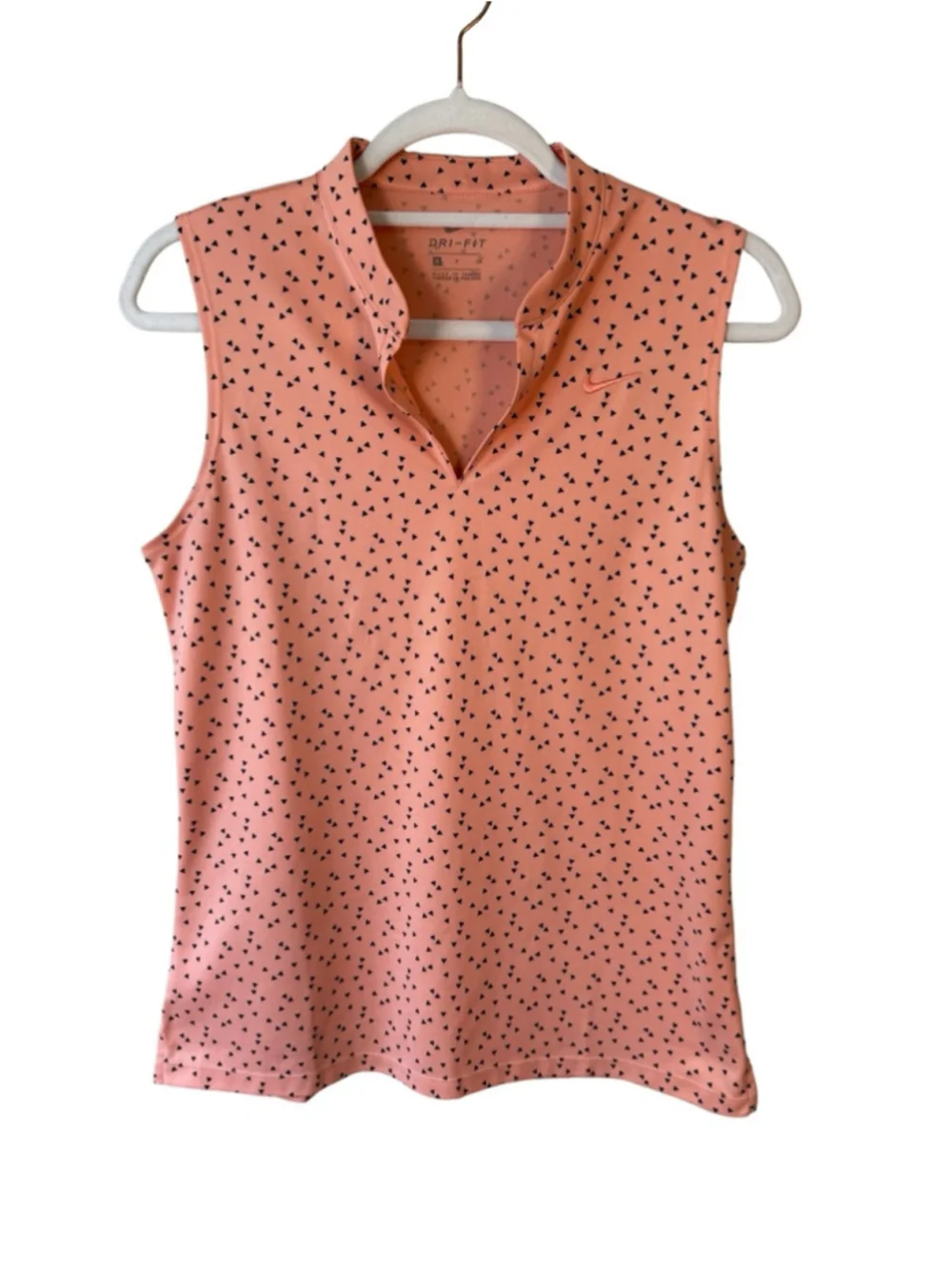Nike Coral Sleeveless Golf Polo Top with Micro Motif Size S Activewear Tennis